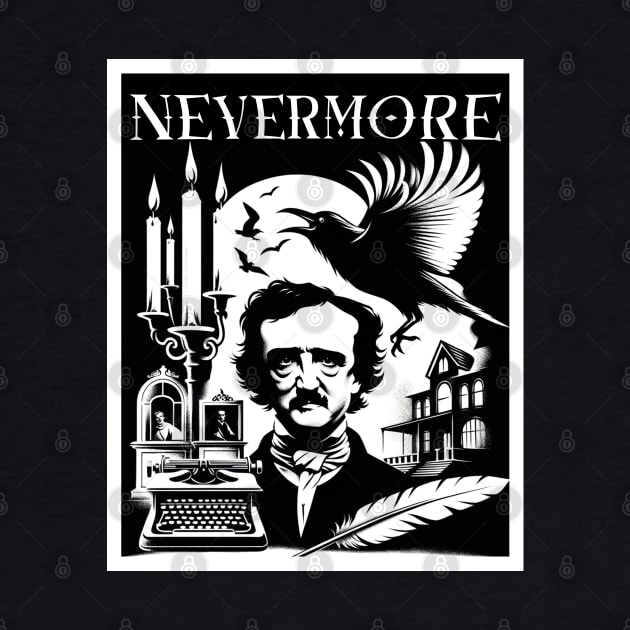 Nevermore - Edgar Allan Poe and the Raven - Goth Style by Skull Riffs & Zombie Threads